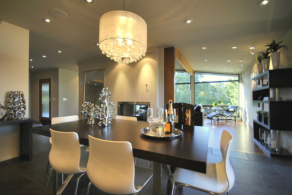 Example of a trendy dining room design in Edmonton