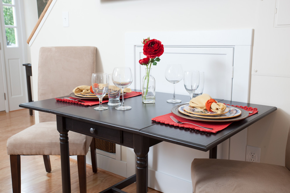 Inspiration for a small transitional kitchen/dining room combo remodel in DC Metro with white walls