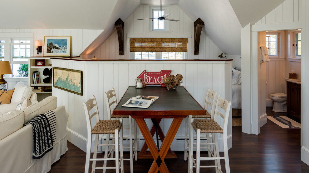 Inspiration for a coastal great room remodel in Portland Maine