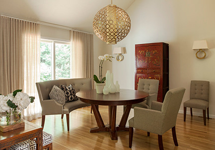 This is an example of a contemporary dining room in Boston.