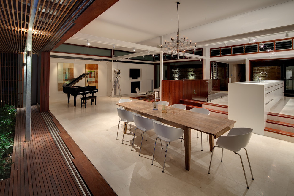Design ideas for a contemporary open plan dining room in Sydney.
