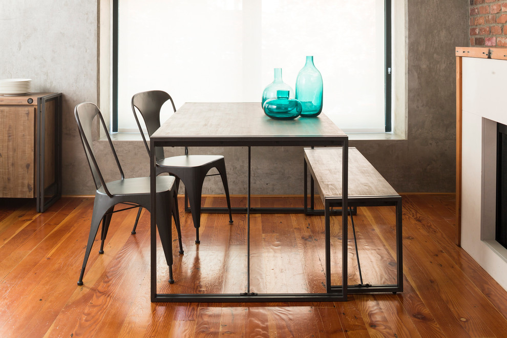 Inspiration for a small industrial dark wood floor kitchen/dining room combo remodel in Dallas