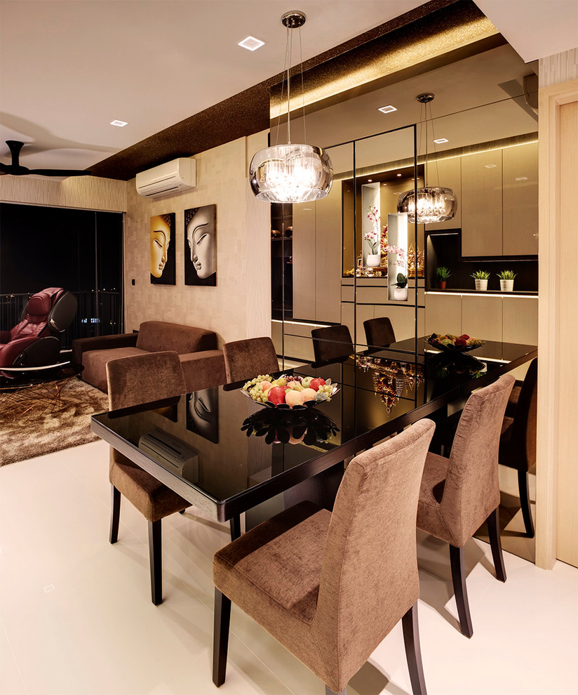 Example of a minimalist dining room design in Singapore