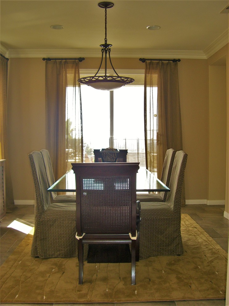 This is an example of a world-inspired dining room in San Diego.