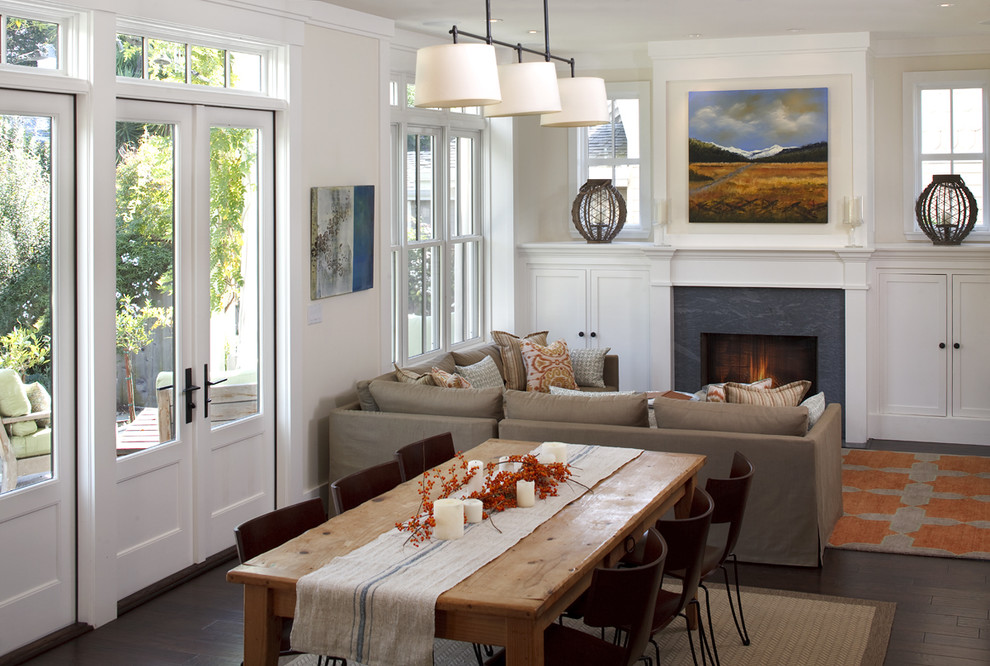 Elegant brown floor great room photo in San Francisco
