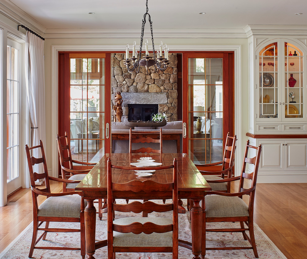 Design ideas for a medium sized traditional dining room in Other with medium hardwood flooring.