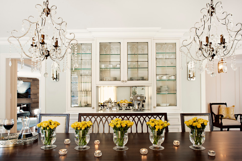Dining room - traditional dining room idea in Toronto with white walls