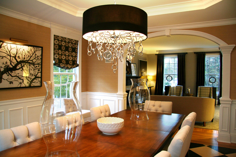 Design ideas for a medium sized classic enclosed dining room in New York with beige walls.