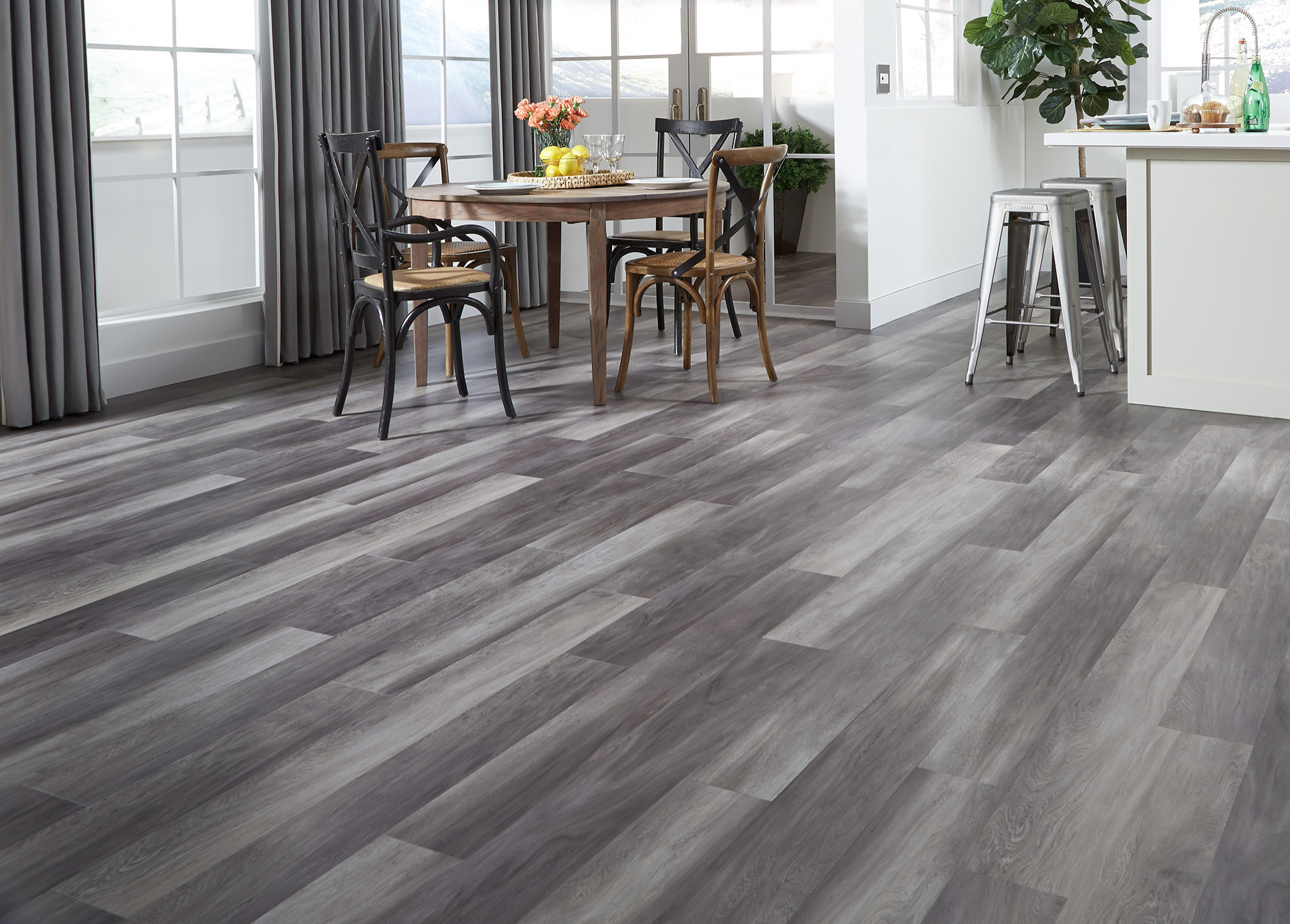Tranquility 3mm Stormy Gray Oak Luxury Vinyl Plank Lvp Flooring Contemporary Dining Room Other By Ll Flooring Houzz