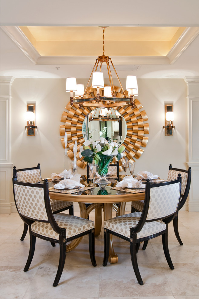 Inspiration for a classic dining room in Miami with beige walls.