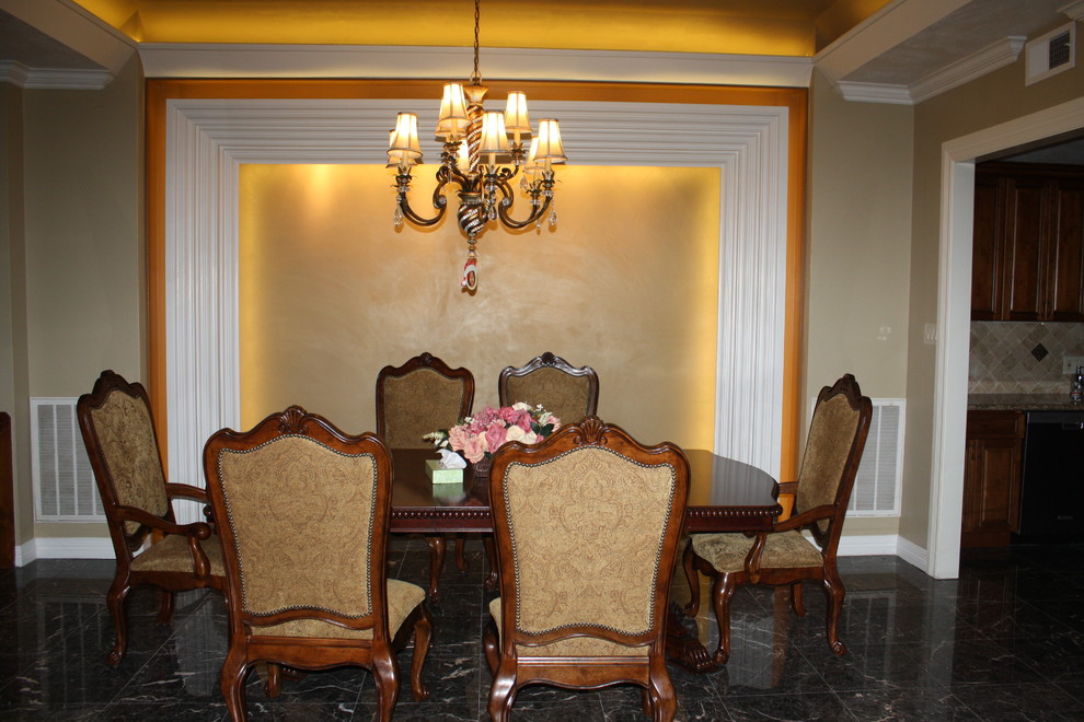 Dining room - mediterranean dining room idea in Houston