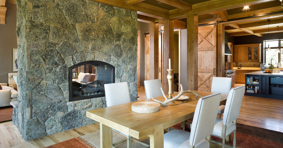 Mountain style dining room photo in Portland