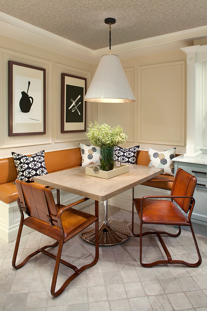Photo of a traditional dining room in New York with beige walls.