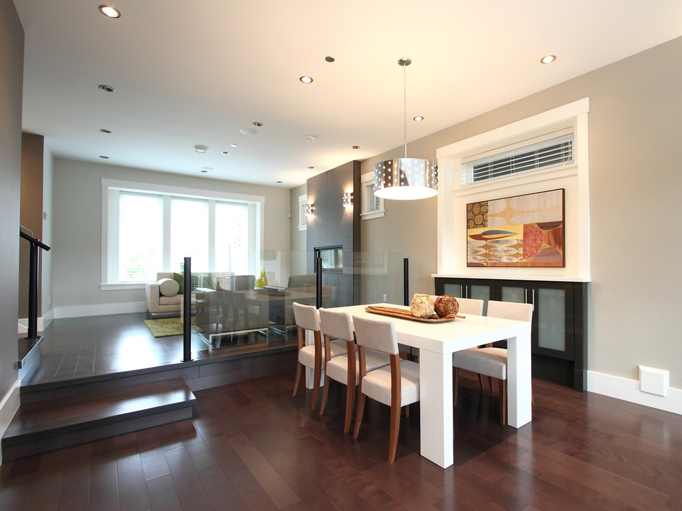 Trendy dining room photo in Vancouver with gray walls