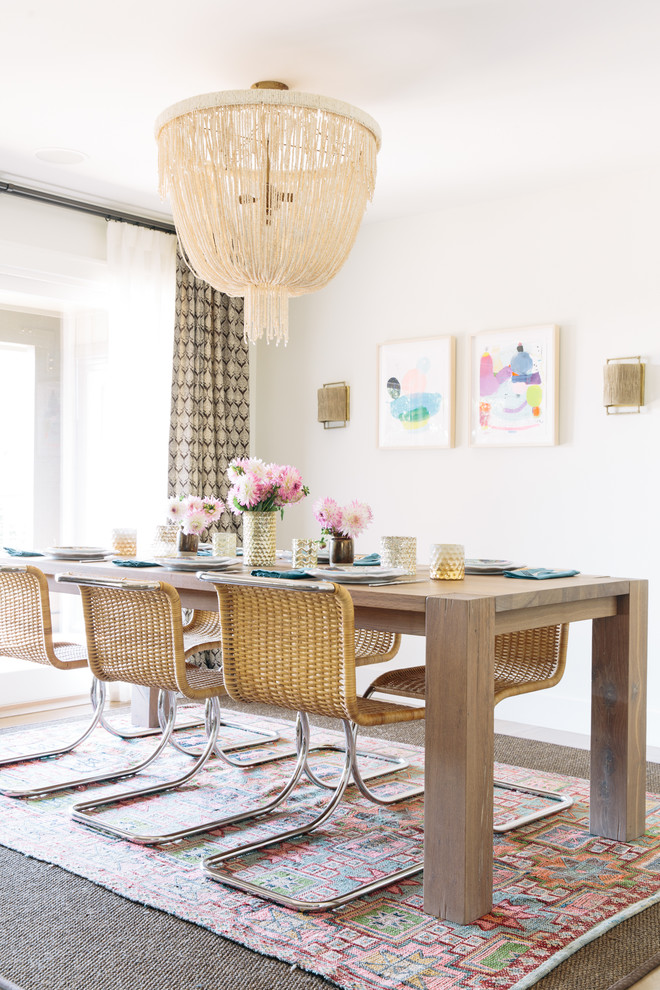 This is an example of a traditional dining room in San Francisco with white walls.