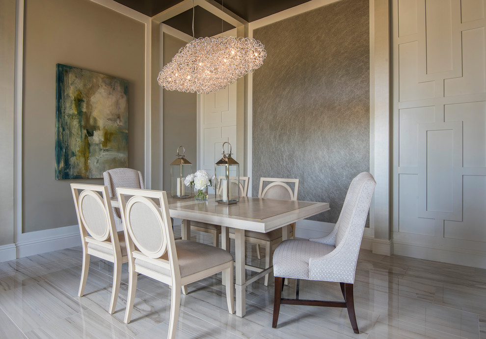Inspiration for a medium sized classic dining room in Orlando with grey walls.