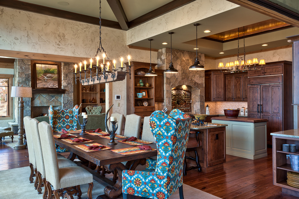 Design ideas for a rustic dining room in Charlotte.