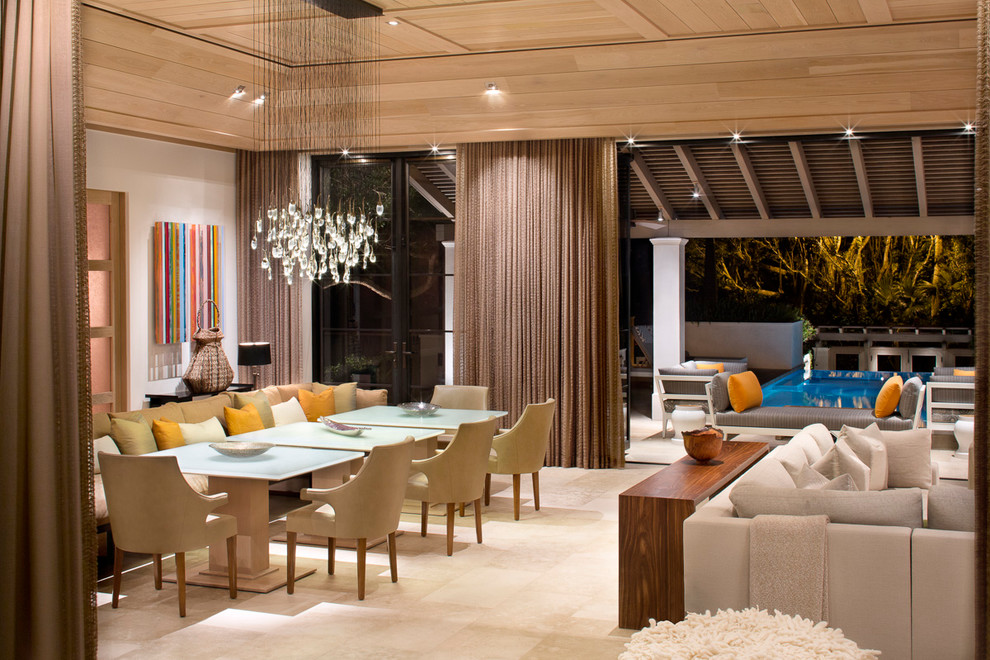 Design ideas for a modern dining room in Miami.