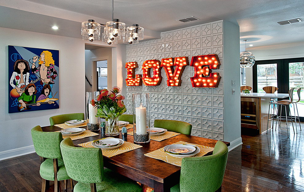 Example of a minimalist dining room design in Austin