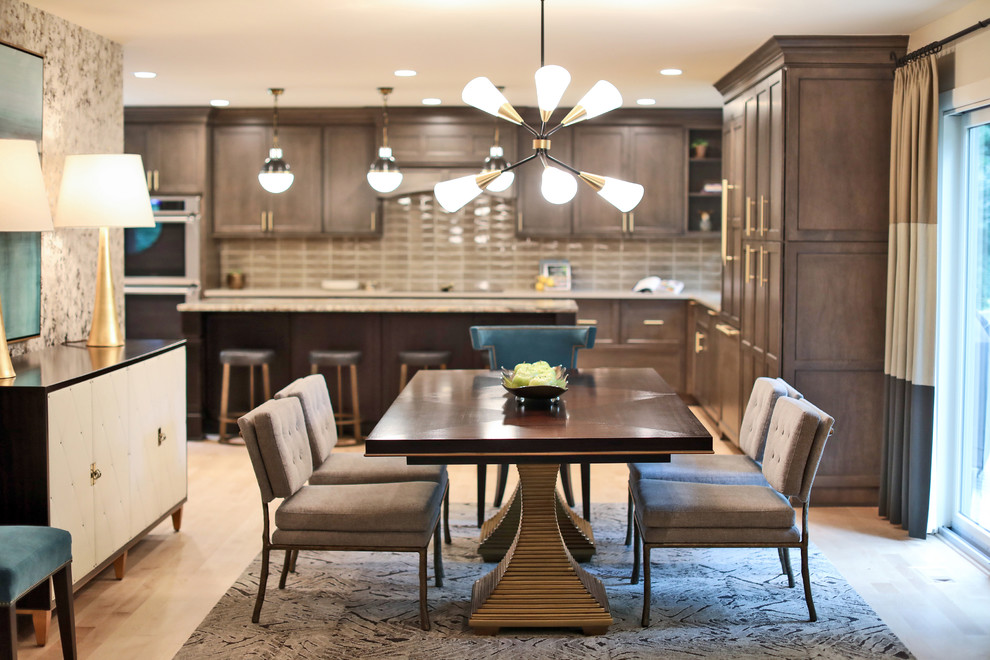 This is an example of a contemporary dining room in Detroit.