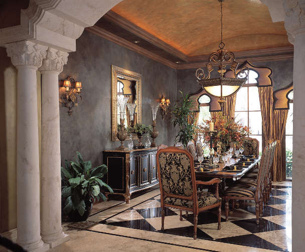 Inspiration for a mediterranean dining room in Tampa.