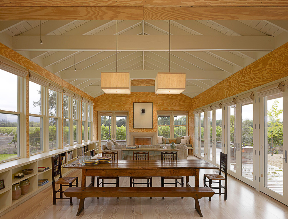 Design ideas for a farmhouse open plan dining room in San Francisco.