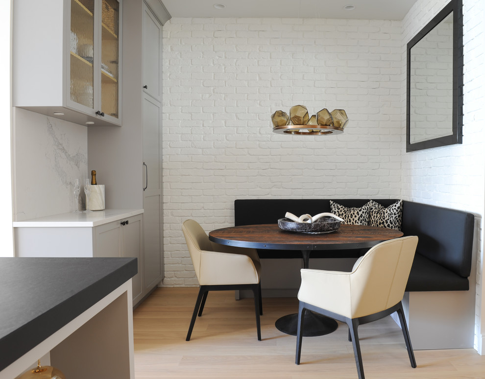 Example of a large trendy kitchen/dining room combo design in Vancouver with white walls