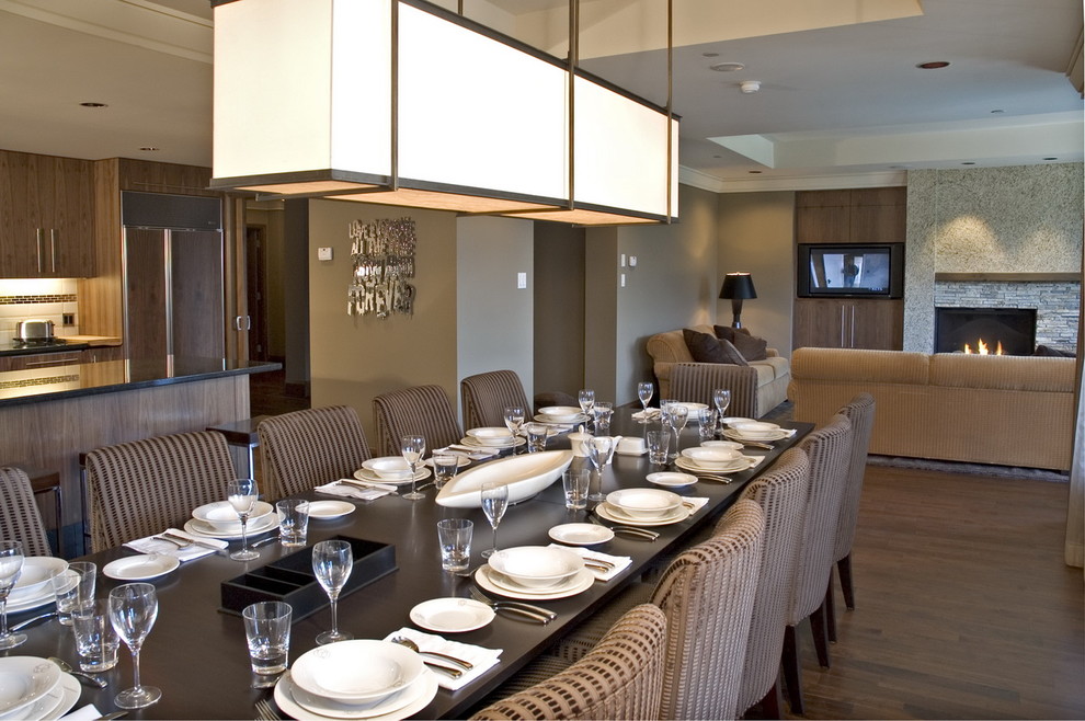 Design ideas for a contemporary open plan dining room in Vancouver.
