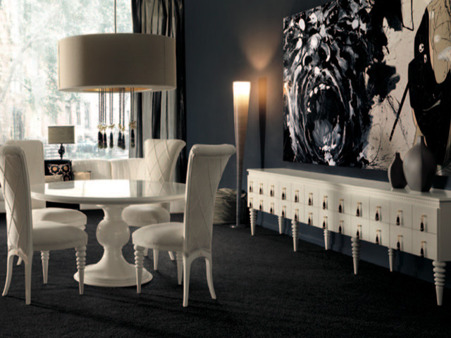 Contemporary Dining Room, White Round Dining Room Table