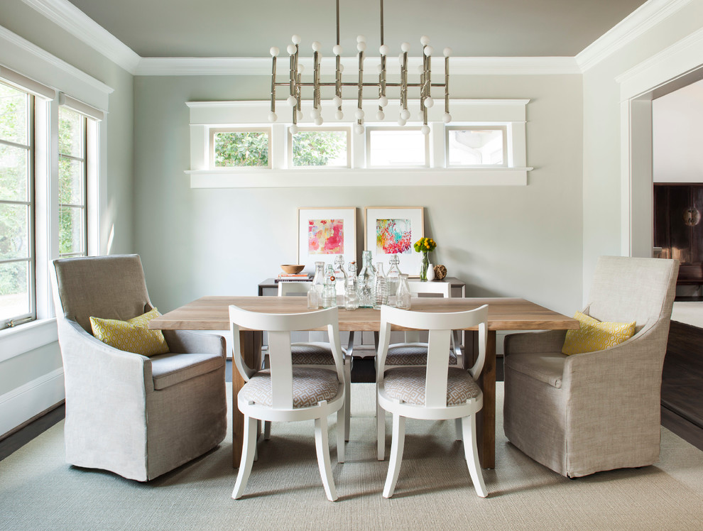 Inspiration for a mid-sized transitional dark wood floor enclosed dining room remodel in Atlanta with beige walls