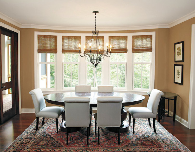 Design ideas for a traditional dining room in San Francisco with brown walls, medium hardwood flooring and no fireplace.