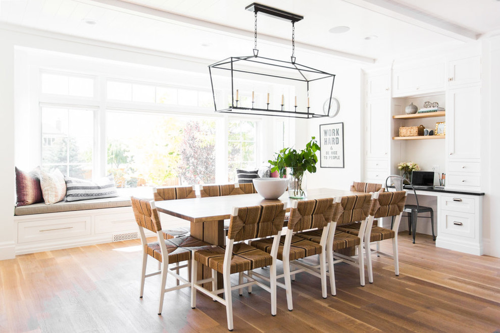 Inspiration for a large coastal medium tone wood floor kitchen/dining room combo remodel in Salt Lake City