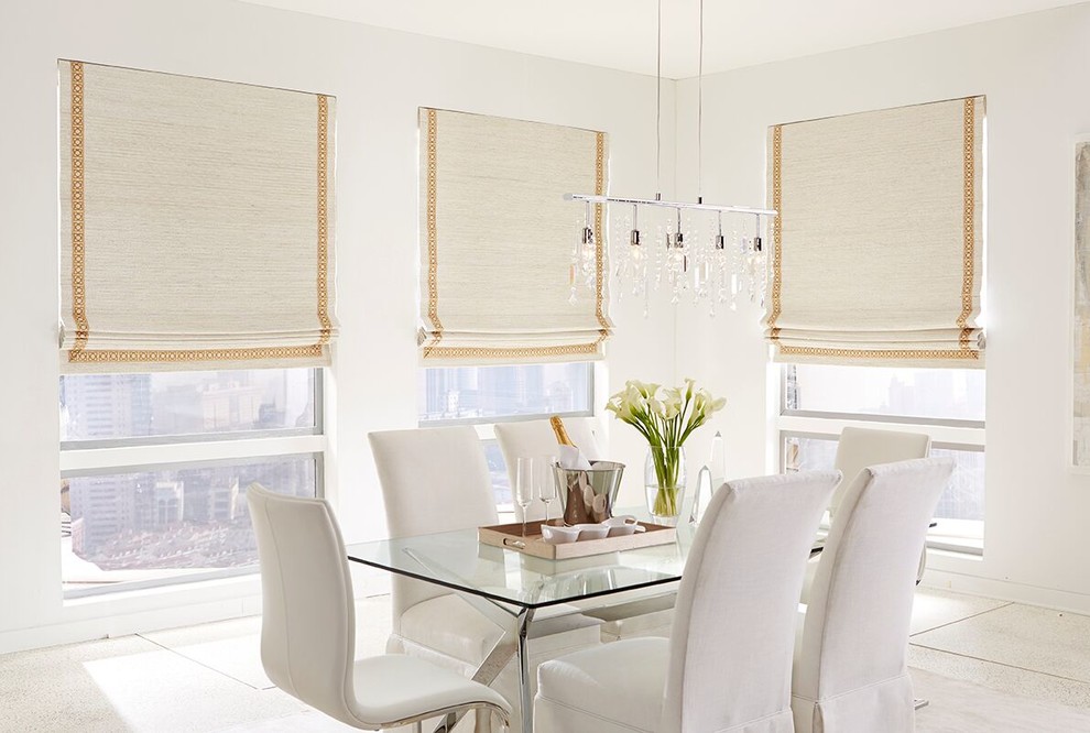 Woven Roman Shades Transitional Dining Room Orange County By Budget Blinds