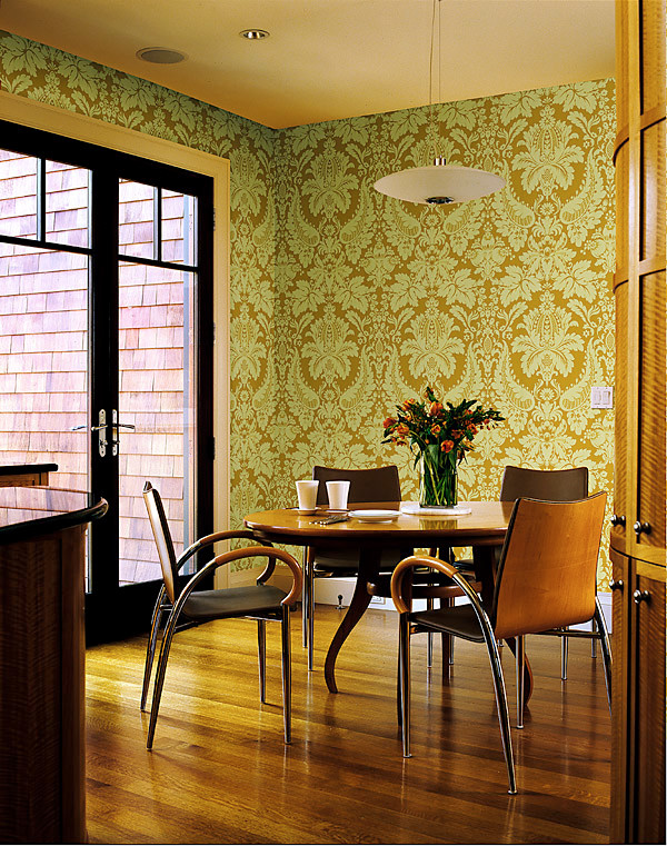 Yellow Wallpaper Contemporary Dining Room Boston by Brewster