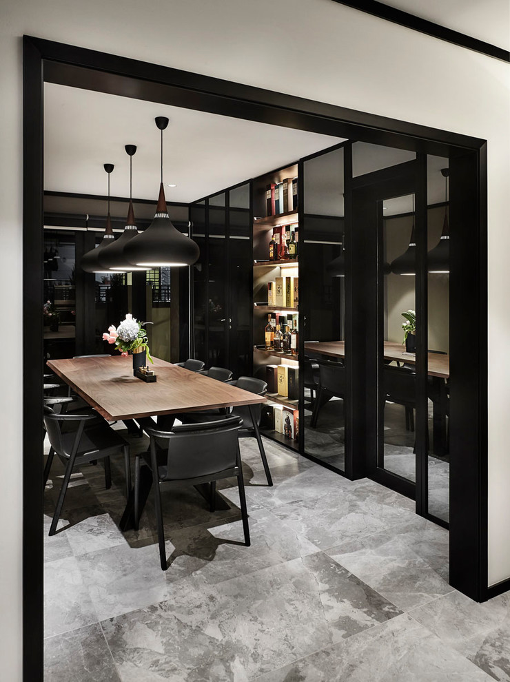 Example of a minimalist dining room design in Singapore