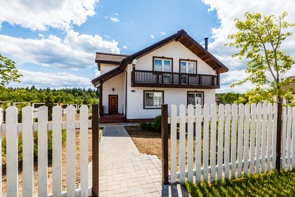 Country white two-story exterior home photo in Moscow