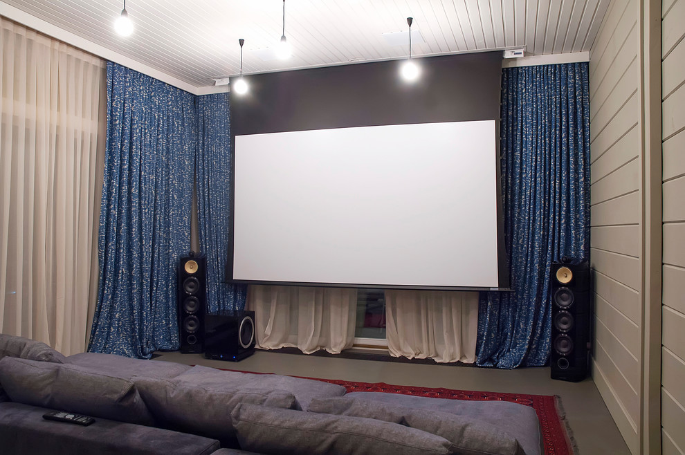 Идея дизайна: домашний кинотеатр в современном стиле