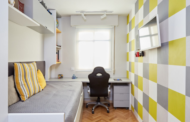 Diseño y Ejecución de Dormitorio Juvenil A Cuadros - Contemporary - Kids  - Madrid - by ILC Interiorismo Low Cost