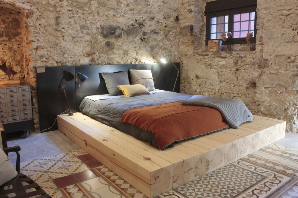 Идея дизайна: спальня в стиле рустика