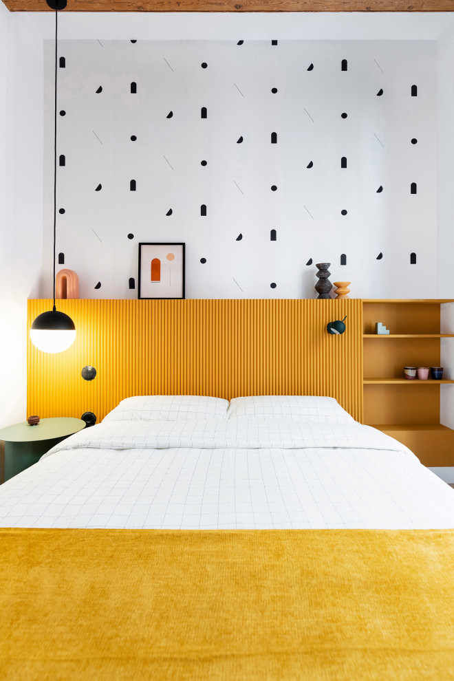バルセロナにある中くらいな北欧スタイルのおしゃれな寝室のレイアウト