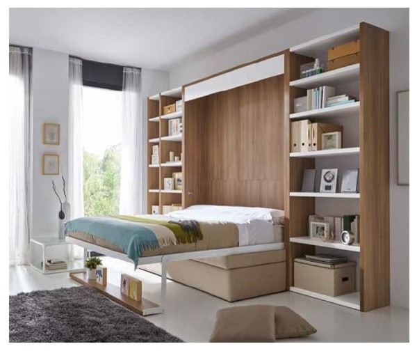 Salón con cama abatible de matrimonio y sofá. - Modern - Bedroom - Madrid -  by Muebles Noel Ibiza SL - Camas Abatibles - Literas | Houzz