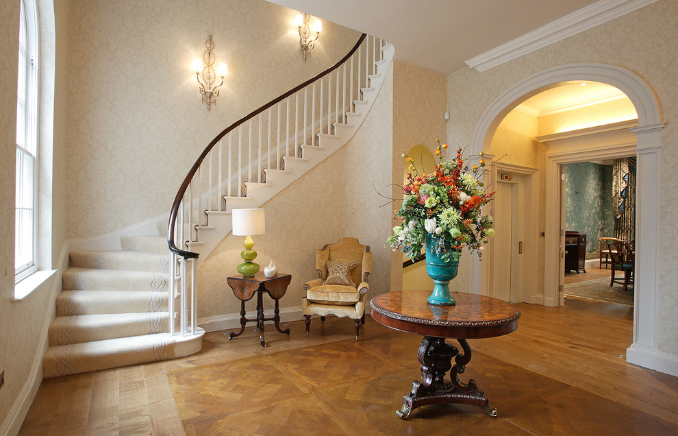 Design ideas for a traditional hallway in West Midlands with feature lighting.