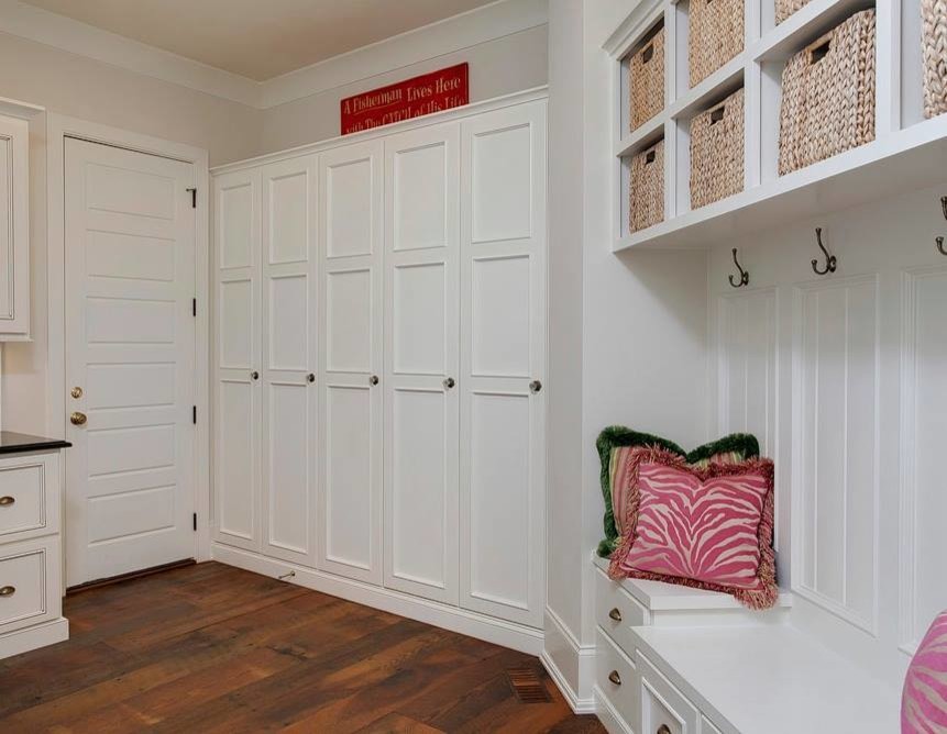 Example of a transitional mudroom design in Raleigh