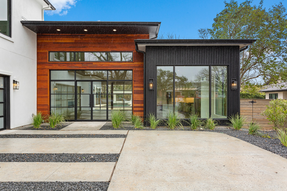 Geräumige Moderne Haustür mit Doppeltür und Haustür aus Glas in Austin