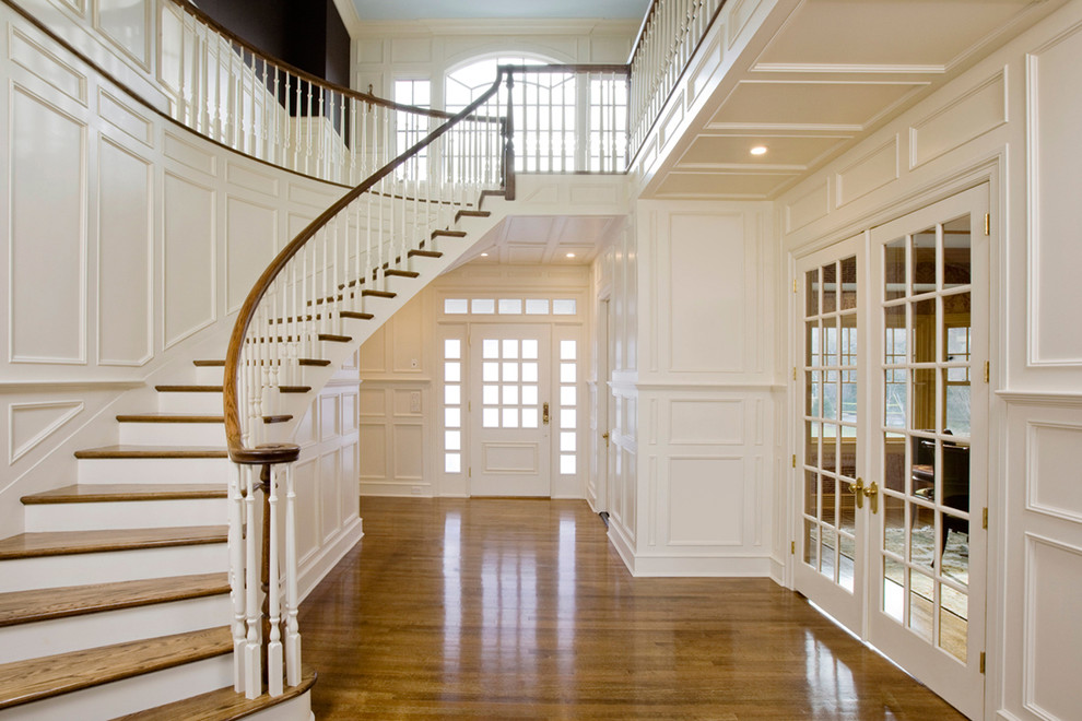 Classic foyer in New York with white walls.