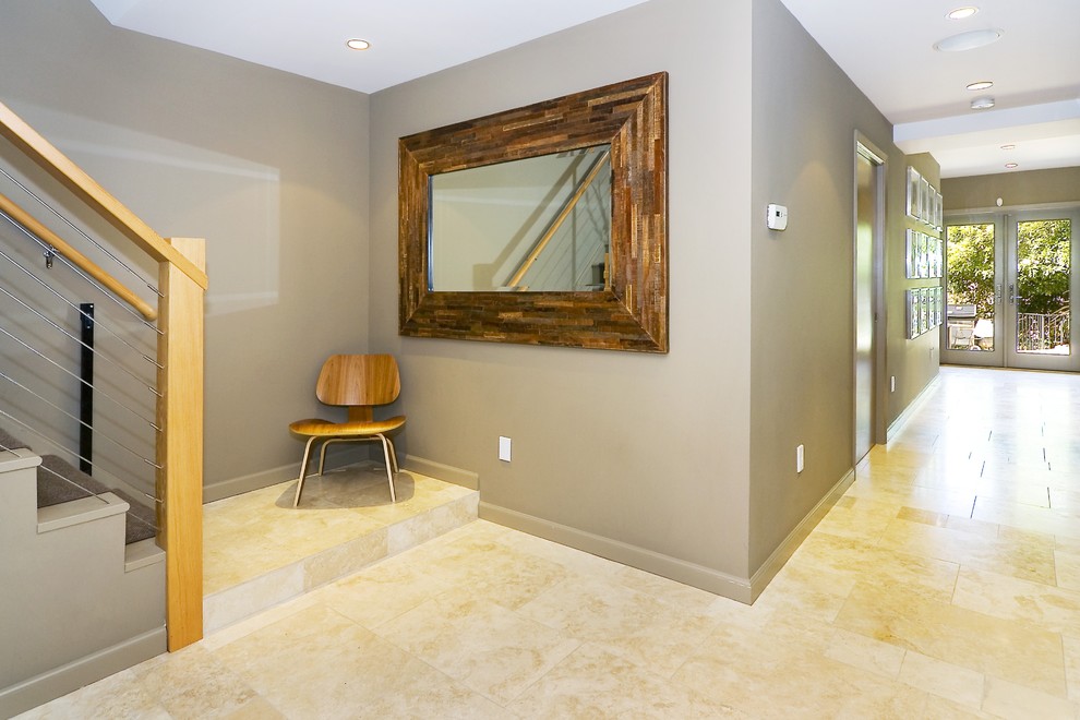 Trendy entry hall photo in San Francisco with gray walls