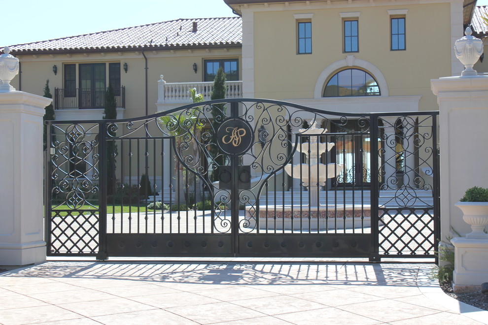 Automatic ornamental iron driveway gates Mediterranean Entry San