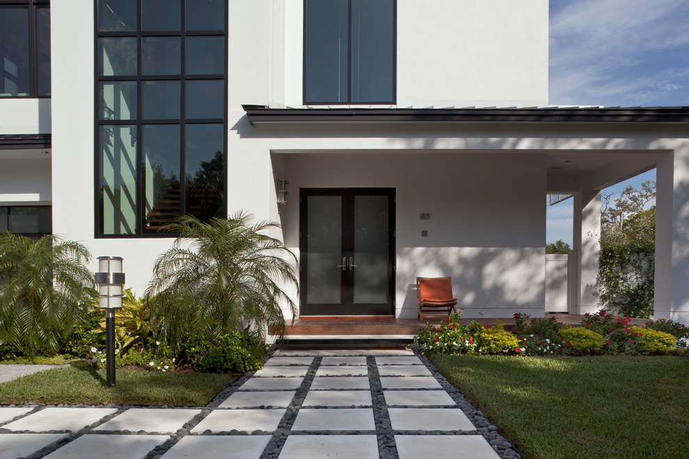 Double front door - contemporary double front door idea in Miami
