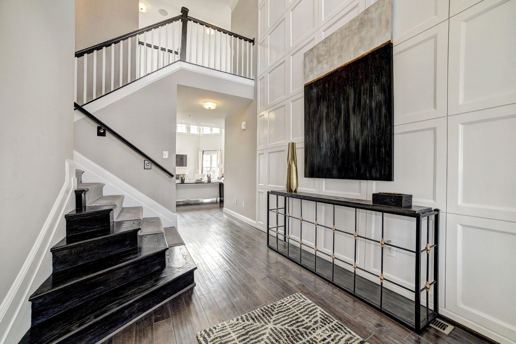 Black, White & Gold Open Concept Living Room - Modern - Entry - Dc Metro -  By Candice Prather Interiors | Houzz