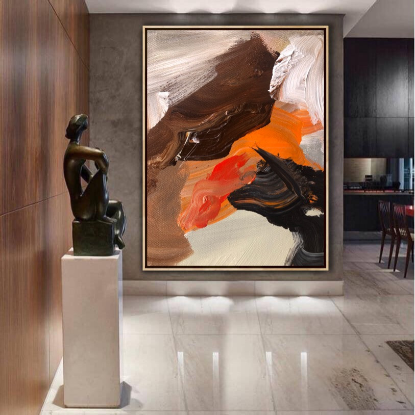 Blue Black LARGE Canvas Wall Art Contemporary black Modern Room Decor